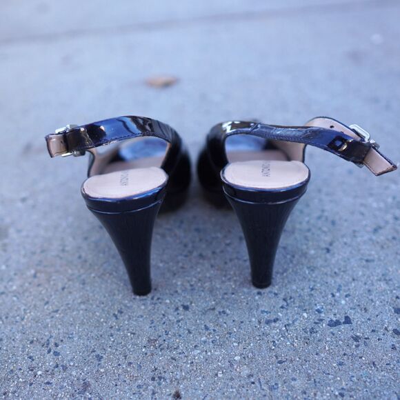 Antonio Melani Haleen Navy Patent Peep Toe Slingback Platform Heels 9.5 - Picture 4 of 9